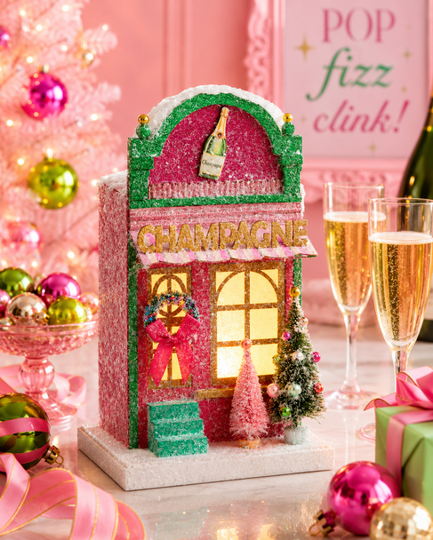 Raz 10.75" Lighted Paper Champagne Lounge Christmas Decoration 4615536-2