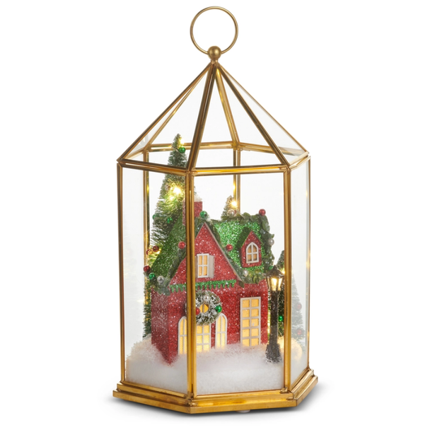 Raz 11.5" Lighted Christmas House Terrarium Table Decoration 4615556