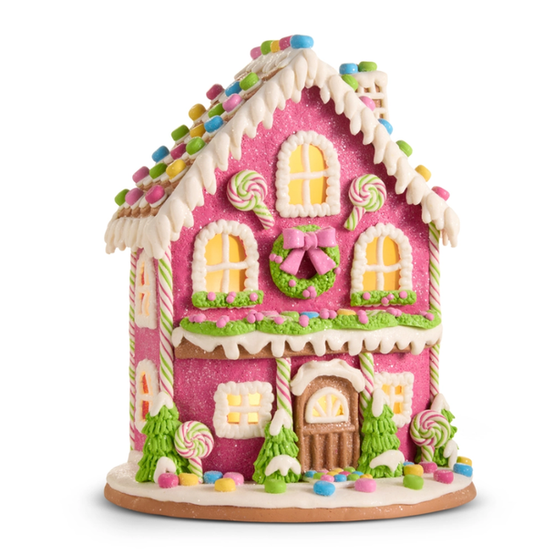 Raz 12" Bright Lighted Gingerbread House Christmas Decoration 4616152