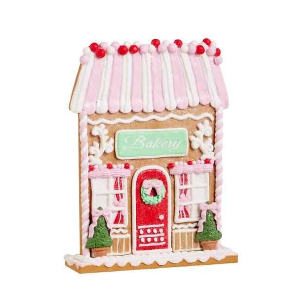 Raz Pink and Green Christmas Gingerbread House Decoration -5