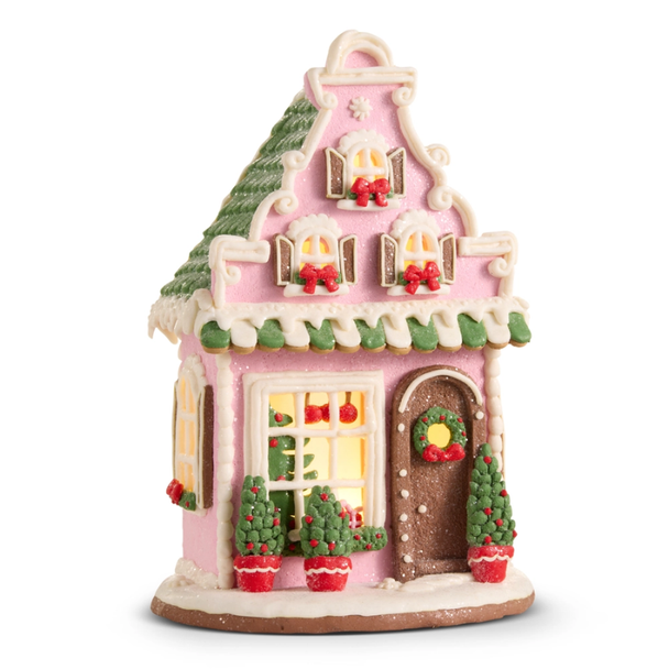 Raz 12" Lighted Gingerbread Victorian House Christmas Decoration 4616303