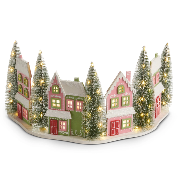 Raz 20" Lighted Gingerbread House Half Tree Collar Christmas Decoration 4616500