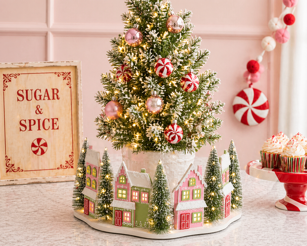Raz 20" Lighted Gingerbread House Half Tree Collar Christmas Decoration 4616500-2
