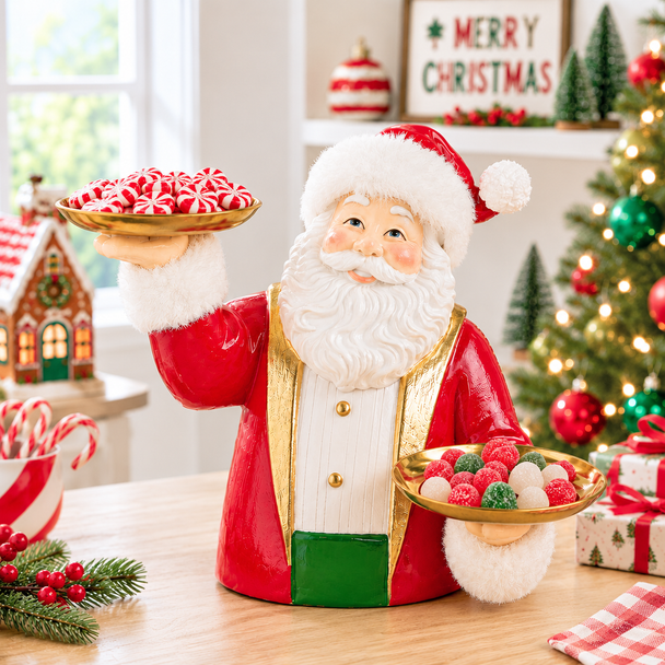 Raz 11" Dapper Santa Butler Holding Trays Christmas Server Decoration 4617738