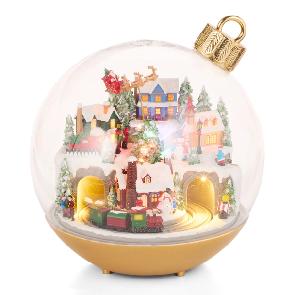 Raz 10.5" Lighted Animated Musical Winter Town Scene Christmas Decoration 4617812