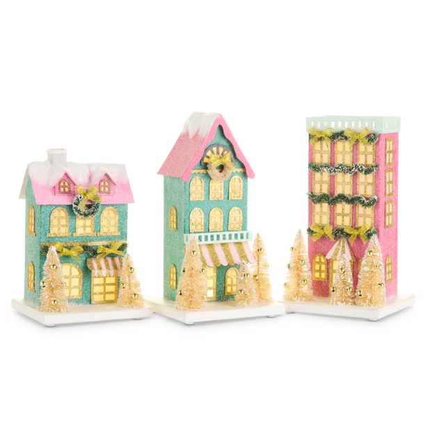 Raz 10.25" Lighted Multicolor Paper House Vintage Christmas Decoration 4619129 -2