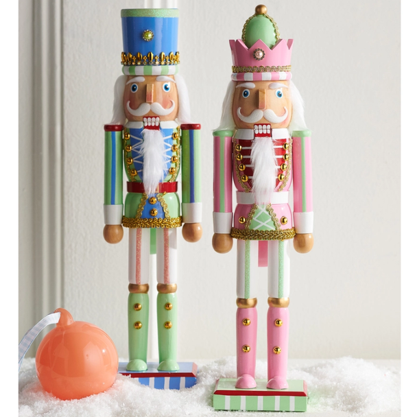 Raz 15" Set of 2 Pastel Nutcracker Christmas Ornament 4622939