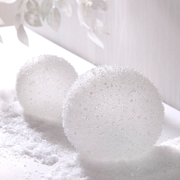 Raz 5" or 6" White Jeweled Finish Orb Christmas Home Decor