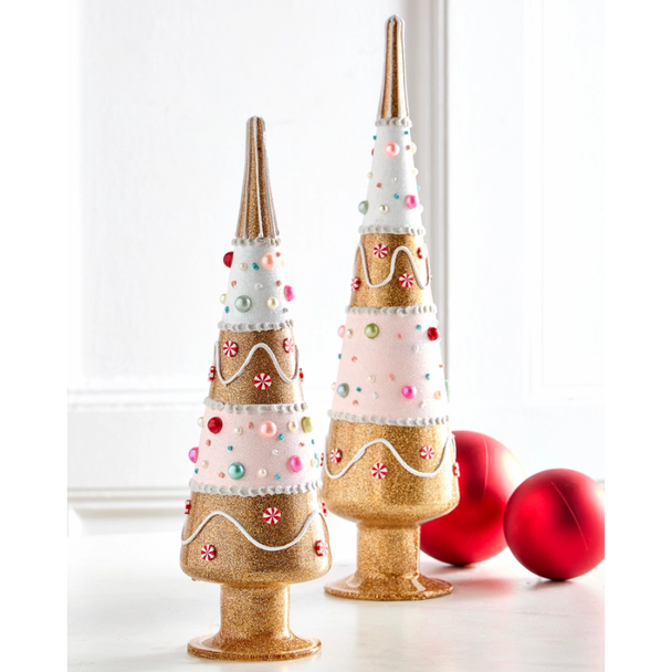 Raz 15" Candy Dot Gingerbread Trees Christmas Decoration 4625076