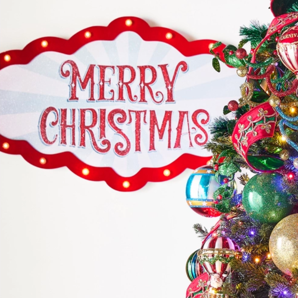 Raz 30" Big Top Merry Christmas Vintage Lighted Sign 4625981