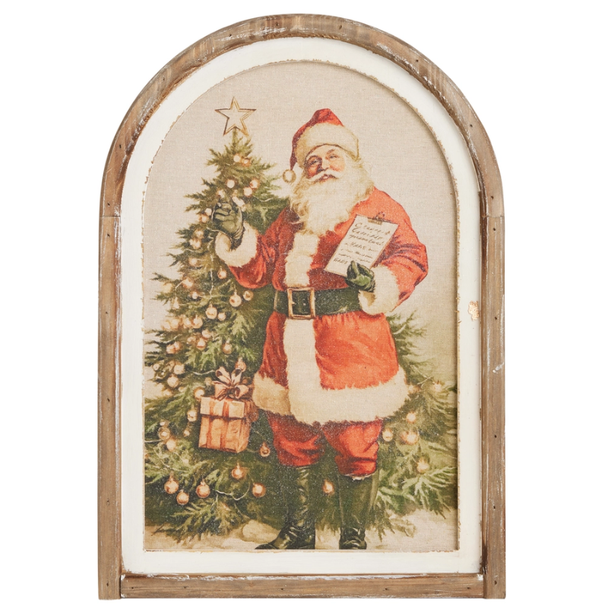 Raz 19.75" Checking It Twice Vintage Santa Wall Art Christmas Sign 4636614