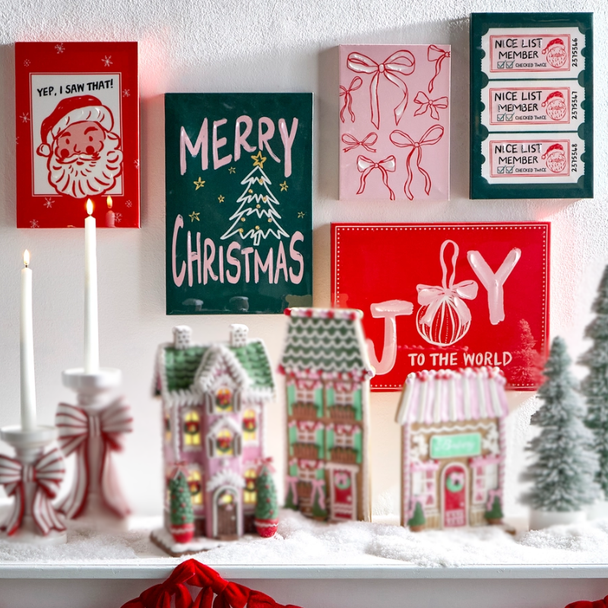 Raz 14.25" Pink Christmas Wall Art Christmas Sign 4636644