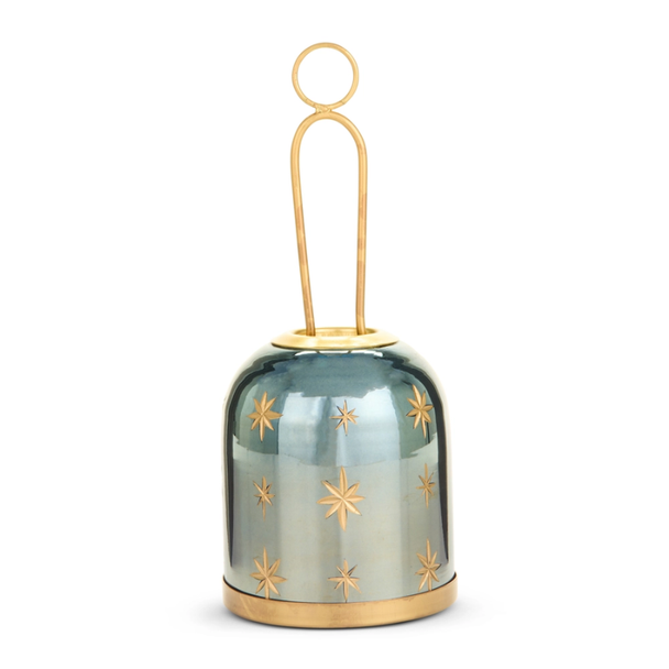 Raz 9.5" Etched Blue Star Hanging Lantern Christmas Decoration 4638399