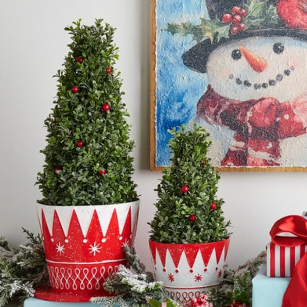 Raz 12" or 18" Iced Cedar and Berry Real Touch Christmas Tree 