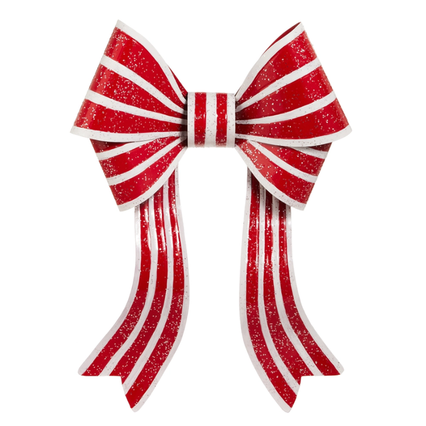 Raz 21" Red and White Stripe Bow Christmas Decoration 4650831 -2