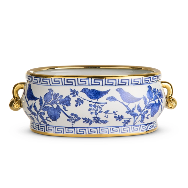 Raz 6.5" Blue Bird Planter with Handles Christmas Decoration 4651094