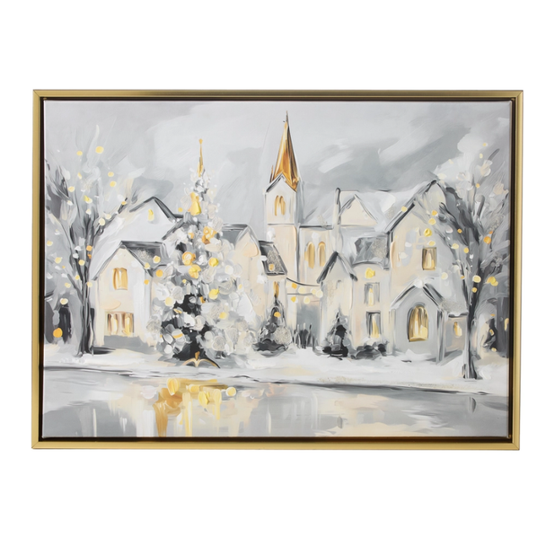 Raz 21.5" Picture Perfect Town Wall Art Christmas Sign 4657344