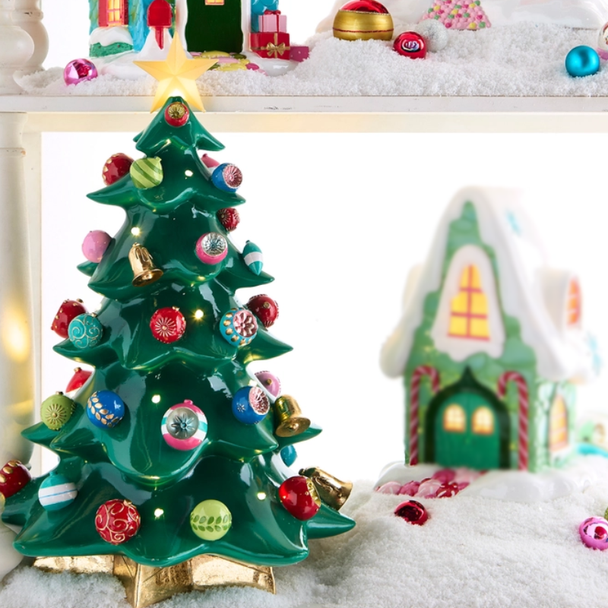 Raz 18.5" Lighted Tree with Retro Ornaments Christmas Decoration 4657612