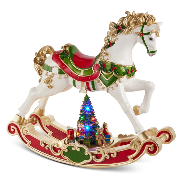 Raz 24" Lighted Musical Carousel Rocking Horse Christmas Decoration 4657613