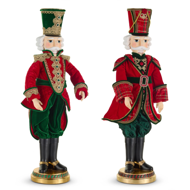 Raz 37.5" Red and Green Plaid or Red Plaid Nutcracker Christmas Decoration