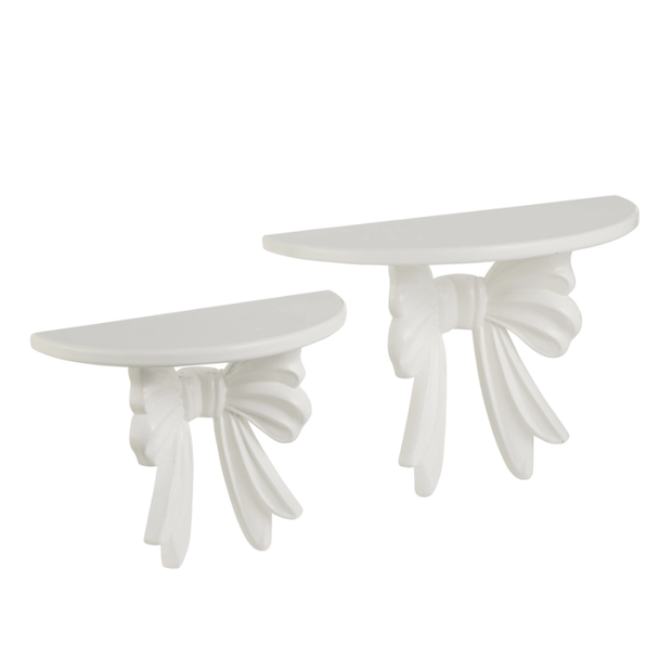 Raz 14" Set of 2 White Bow Wall Shelves Christmas Decoration 4659140