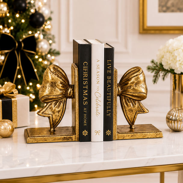 Raz 8" Bow Book Ends Christmas Decoration 4659219-2