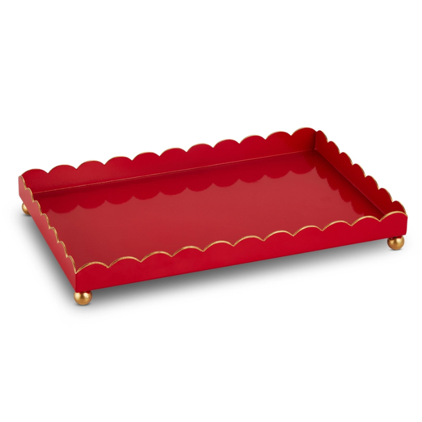 Raz 14" Red Scalloped Tray Christmas Decoration 4659257