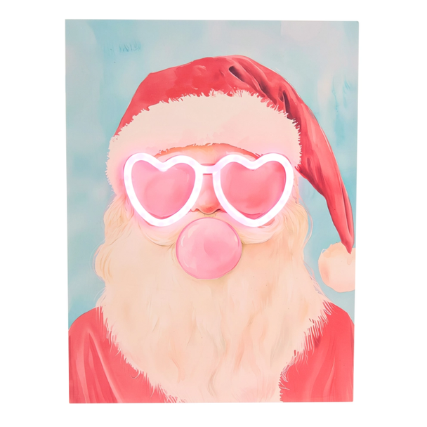 Raz 15.75" Santa or Reindeer with Lit Neon Glasses Wall Art Christmas Sign -2