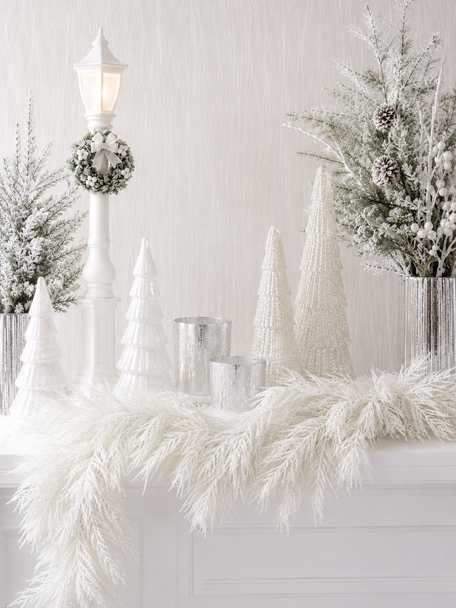 Raz 6.5' Iced White Pine Christmas Garland G4602562-2