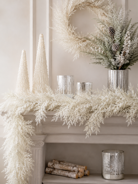 Raz 6' Iced White Cedar Christmas Garland G4602563-2