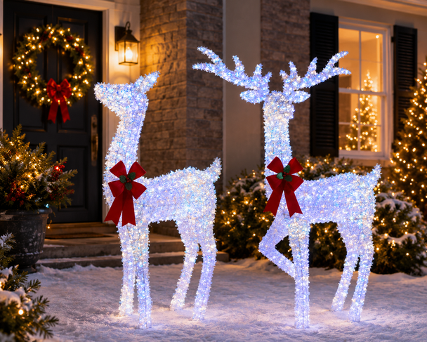 Raz Lighted White Doe or Stag Outdoor Christmas Decoration -4