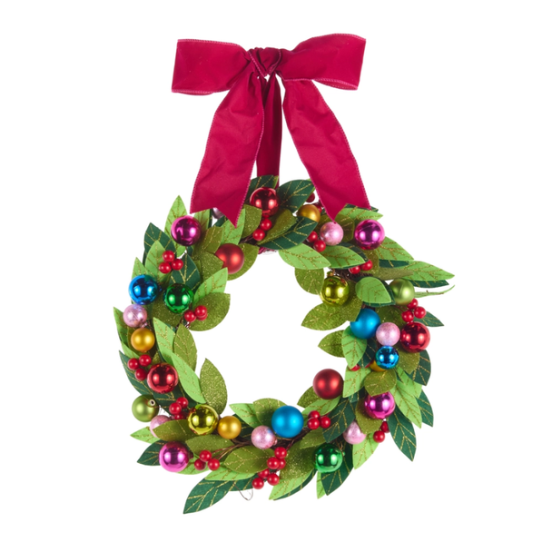 Raz 17" Felt Wreath with Ball Ornaments W4657665