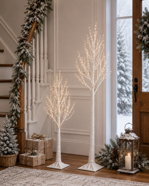 Raz 3.5' or 5.5' Lighted White Iced Tree Christmas Decoration-4