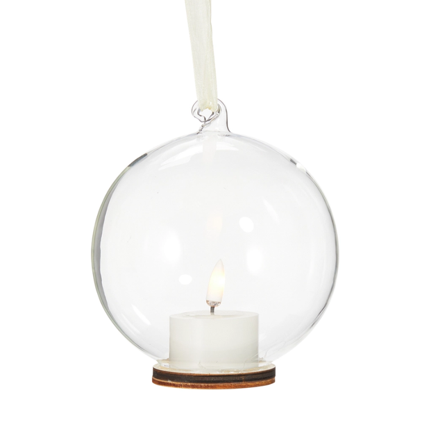 Raz 5.5" Clear Ornament with Ivory Tealight Christmas Candle 4559441 -2