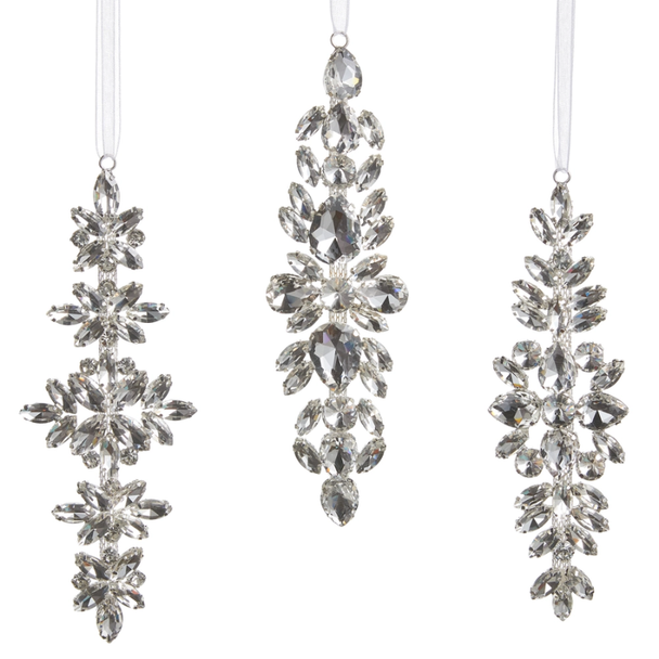 Raz 6.5" Set of 3 Clear Jewel Drop Christmas Ornament 4613599