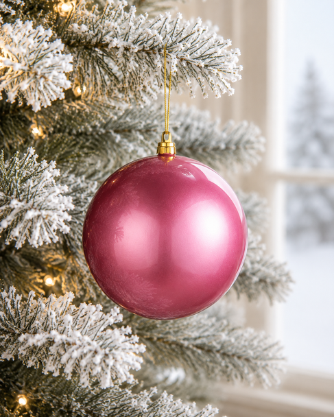 Raz 6" Large Pink Pearl Ball Christmas Ornament 4614870-2