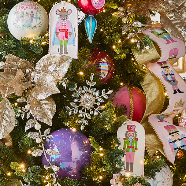 Raz 6" Set of 2 Pastel Nutcracker Ballet Needlepoint Christmas Ornament 4616445