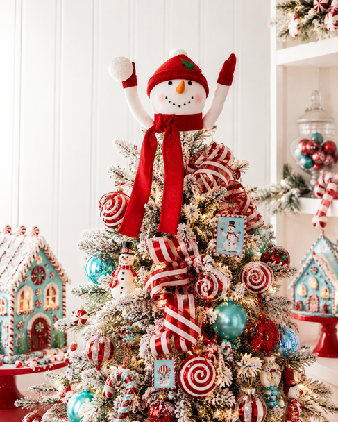 Raz 16" Snowman with Stocking Hat Christmas Tree Topper 4616467-2