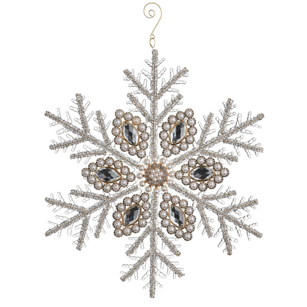 Raz 15" Large Pearl and Jewel Snowflake Christmas Ornament 4617602