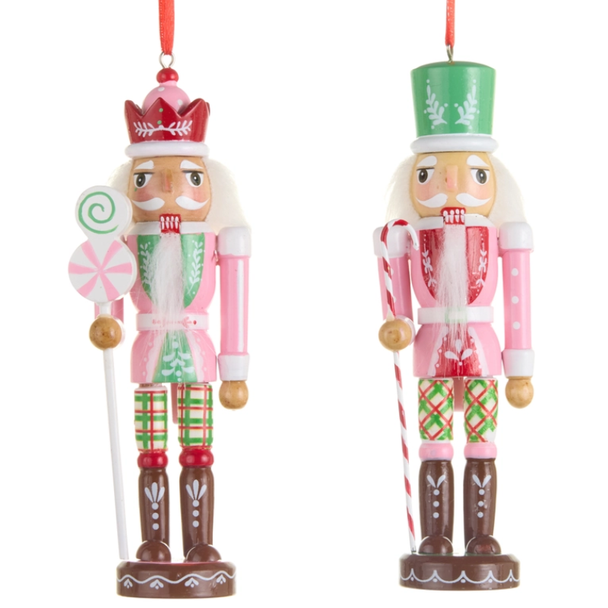 Raz 6" Set of 2 Sugar and Spice Nutcracker Glass Christmas Ornament