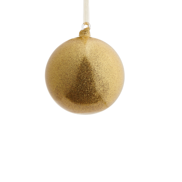 Raz 4" or 5" Champagne Glitter Ball Glass Christmas Ornament -2