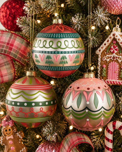 Raz 5" Set of 3 Bauble Bliss Ball Glass Christmas Ornament 4624895-2