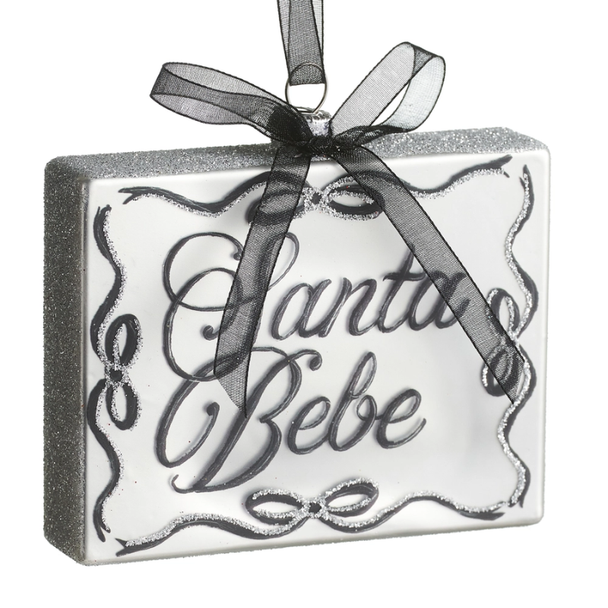 Raz 4" Santa Bebe Rectangle Glass Christmas Ornament 4624921