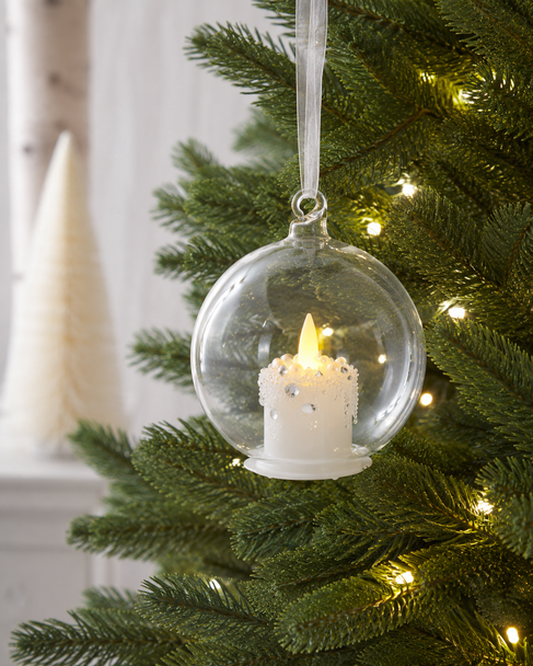 Raz 5" Glass Orb with Battery Operated Candle Christmas Ornament 4624950-2