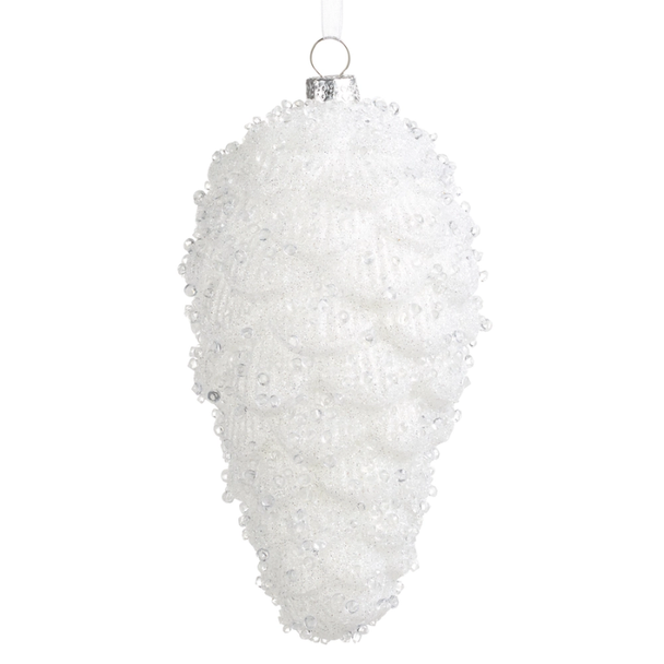 Raz 6.5" White Crystal Pinecone Glass Christmas Ornament 4624953