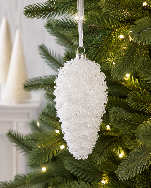 Raz 6.5" White Crystal Pinecone Glass Christmas Ornament 4624953-2