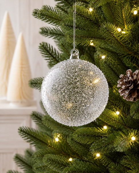 Raz 6" Large Textured Clear Ball Glass Christmas Ornament 4625007-2