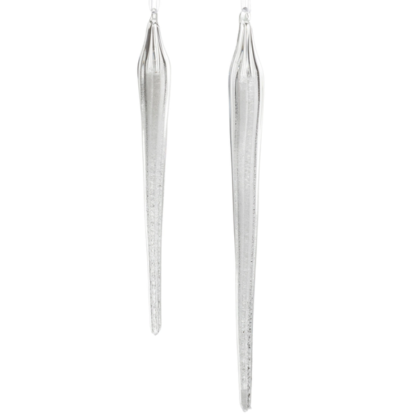 Raz 10.5" Glitter Icicle Glass Christmas Ornaments 4625014 -2
