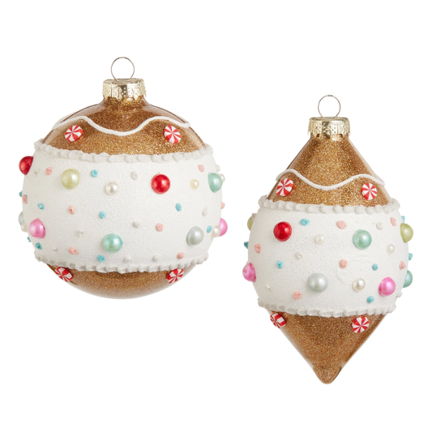 Raz 4" Set of 2 Gingerbread Glass Christmas Ornament 4625078