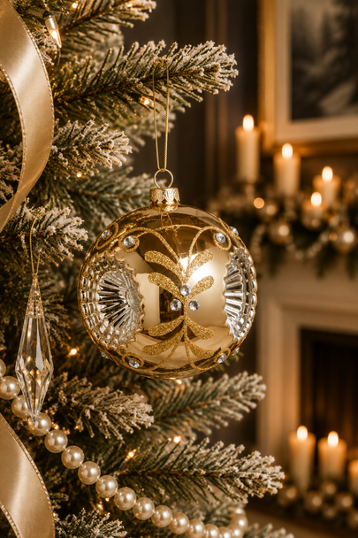 Raz 4" Gold Reflector Ball Glass Christmas Ornament 4625306-2